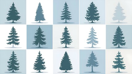 christmas trees set