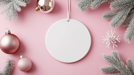 Pinecone and ball, circular hang tag