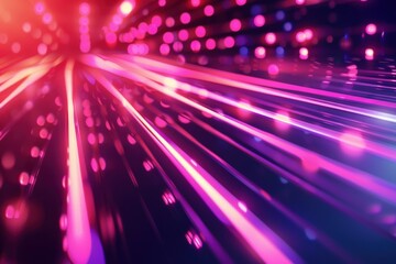 Obraz premium Abstract Pink and White Lines with Blurred Circular Lights