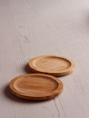 wood table mock up plate empty product business photo display circle kitchen podium object brown old