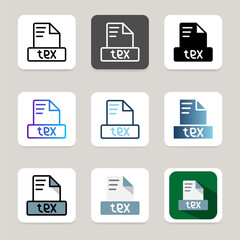Set Latex file format icons, with different colors for quick identification, document, and file type.