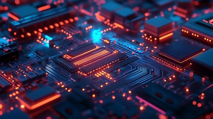 Obraz premium Circuitry with Illuminated Components
