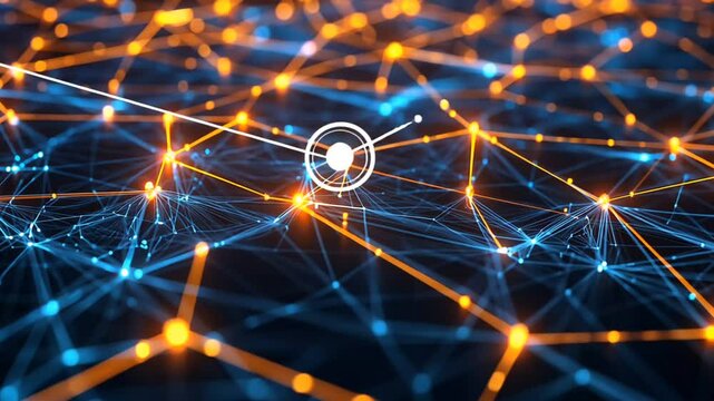 Futuristic Network of Connected Nodes and Lines. 