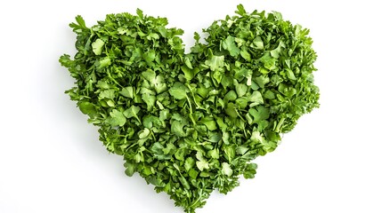 Obraz premium A heart shape made of various green vegetables like lettuce, cucumbers, broccoli, and cabbage.