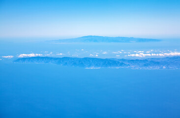 Aerial view of Island Tenerife and Island Gran Canaria, Canary Islands, Spain, Europe.