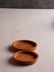 wood table mock up plate empty product business photo display circle kitchen podium object brown old