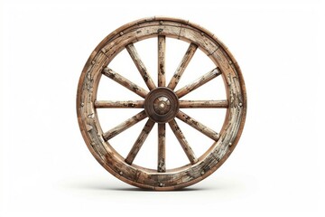 a wooden wheel on a white background