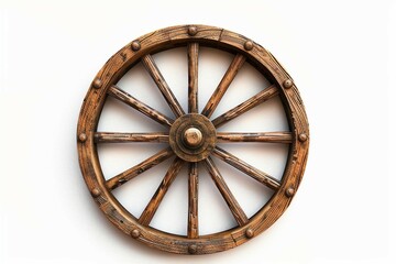 a wooden wheel on a white background