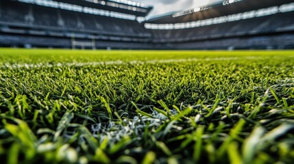 Close-Up View of Lush Green Soccer Field Grass