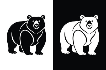 Bold Bear Silhouette Logo. Flat Vector Icons for Wildlife Apps and Websites