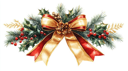 Pinecone and bow, white background