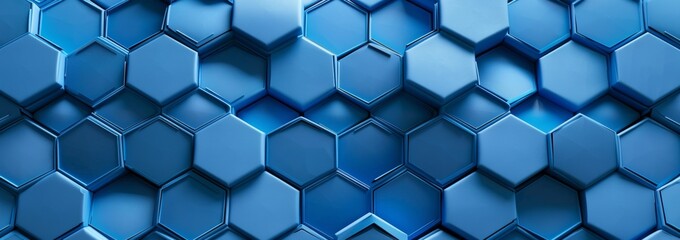 Fototapeta premium This large hexagon is geometrically designed with a shiny aluminum layer and contains reflections. It is illustrated in 3D.
