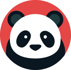 Fototapeta premium Cute Panda Icon Design With Red Circle