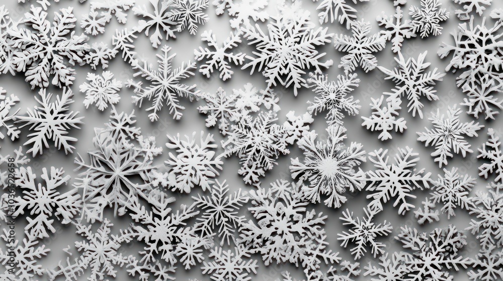 Poster christmas background of many layers of snowflakes of different shapes, sizes and transparency. gradi