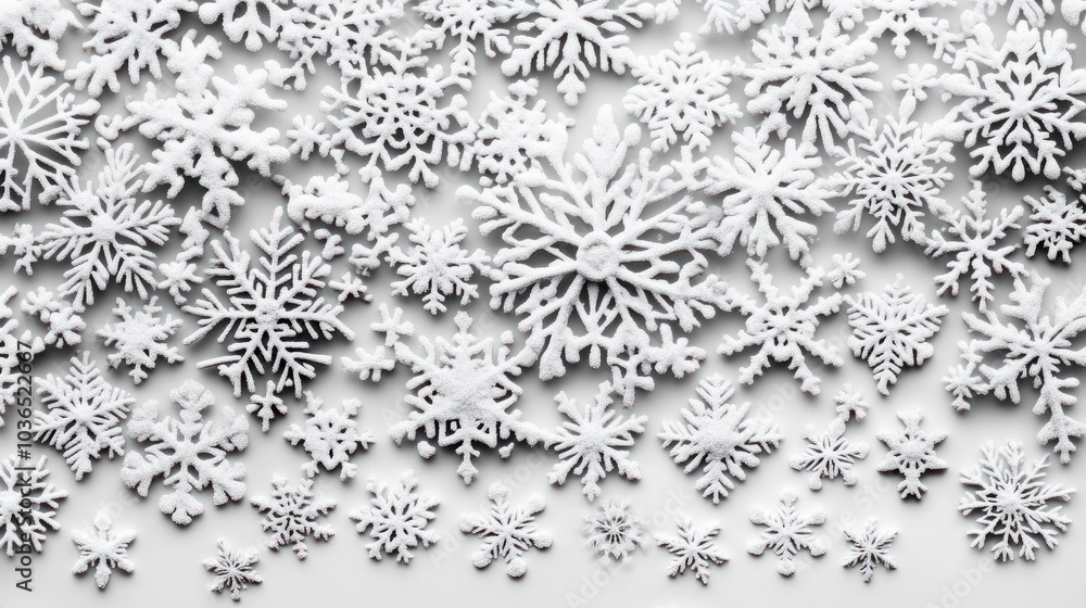 Poster christmas background of many layers of snowflakes of different shapes, sizes and transparency. gradi