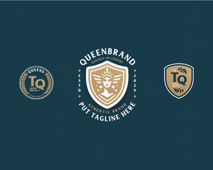Fototapeta premium Royal elegant luxury queen goddess logo template for business