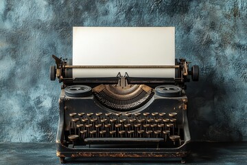 Artistic shot of a vintage typewriter with a sheet of paper, Nostalgia, Writing