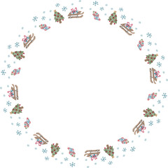 Cute christmas wreath. Vector illustration.