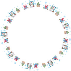 Cute christmas wreath. Vector illustration.