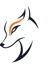 Abstract Fox Head Logo Design in Black and Orange