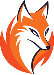 Obraz premium Orange Fox Logo Design Illustration Graphic