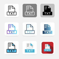 Set txt file format icons. extension, file type, document. for desktop applications and mobile apps.