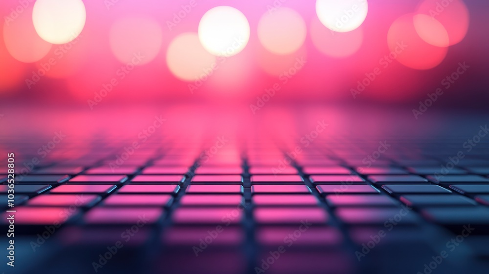 Poster a blurred, colorful background with a grid pattern, creating a vibrant, abstract aesthetic.