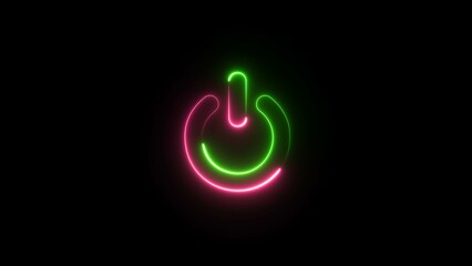 Neon light power button turning on and off icon. Electronic Power Button and Indicator Lights. power icon illustration.