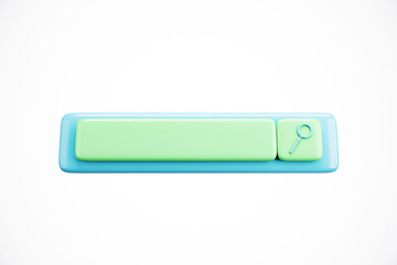 Green and blue search bar icon on white background. 3D Rendering