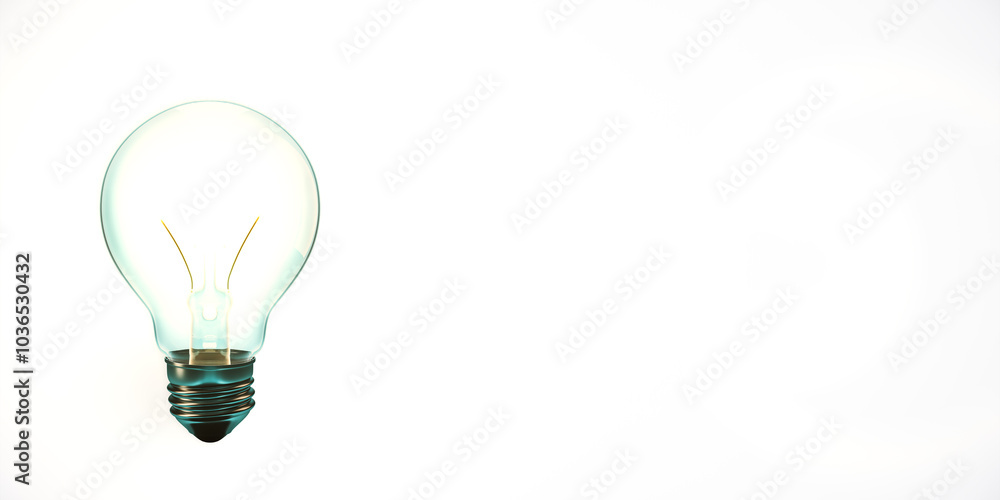 Aufkleber Lightbulb on white background with copy space on the right. 3D Rendering