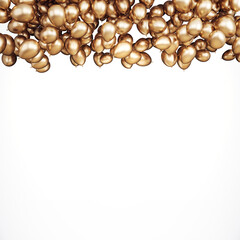 Gold balloons on a white background. 3D Rendering