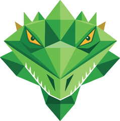 Green Dragon Head Geometric Illustration
