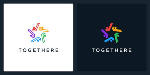 set vector abstract of together logo, can be used in various media easily, editable