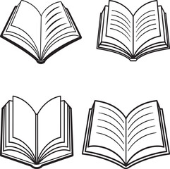 Open book line icon set. open book icon vector illustration