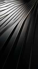 Obraz premium Closeup of black metallic panels with diagonal ridges and subtle highlights. Minimalist and abstract photography style. Industrial or modern design concept. For background, poster or wall art