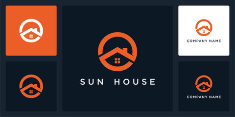 Vector abstract of solar and house logo and icon, can be used in various media easily, editable