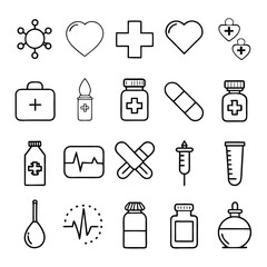 A versatile set of medicine and healthcare icons including medication, doctors, Medicare, and medical tools. Perfect for healthcare apps, websites, and educational designs.
