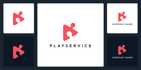 Vector abstract of puzzle and play logo and icon, can be used in various media easily, editable