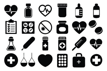 A versatile set of medicine and healthcare icons including medication, doctors, Medicare, and medical tools. Perfect for healthcare apps, websites, and educational designs.
