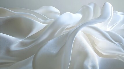 Obraz premium Realistic 3D render of white flowing fabric-like textures for beauty-themed graphics