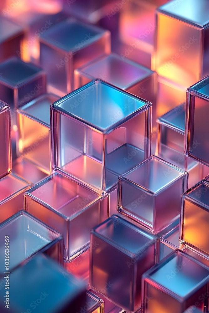 Poster abstract geometric 3d blocks background with vibrant colors and modern design