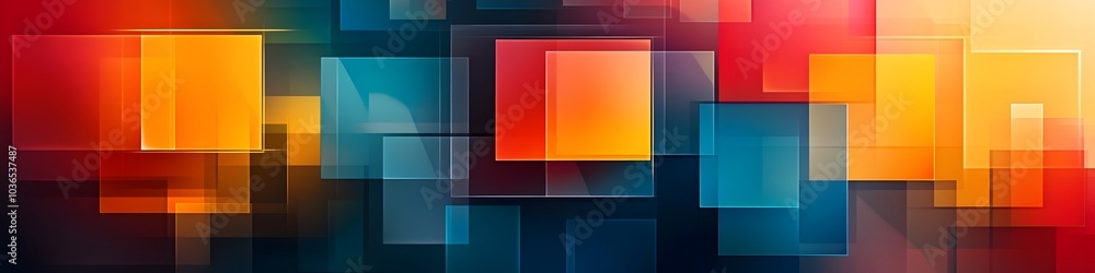 Poster vibrant geometric abstract texture with overlapping squares and layers