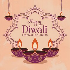 Naklejka premium Diwali, Happy Diwali, Poster, Banner, Post, A Lighted Diya for Diwali, Sale, Offer, Social Media Poster 
