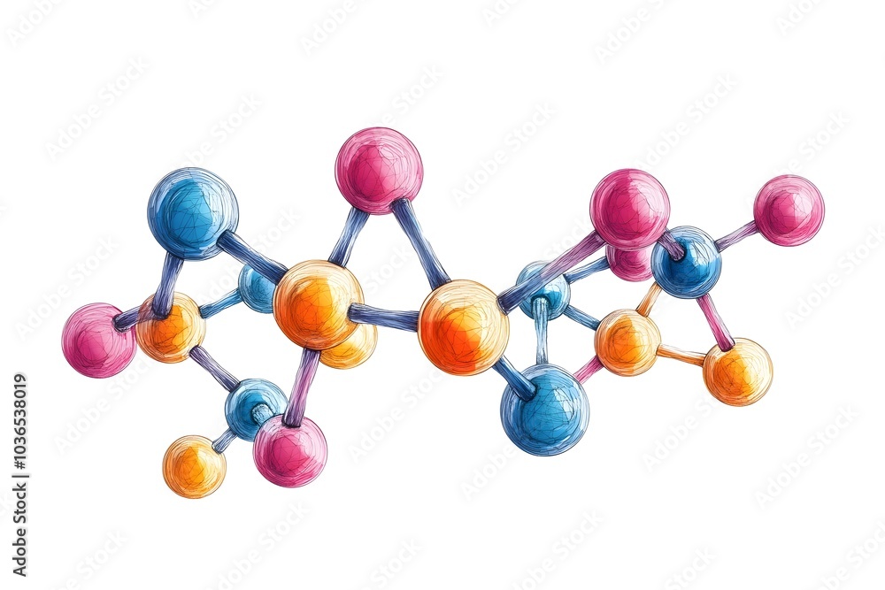 Poster detailed schematic diagram of molecular structure highlighting alpha beta chains and iron atoms in