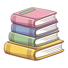 Stack of colorful books in pastel tones for education or reading concept in flat vector design