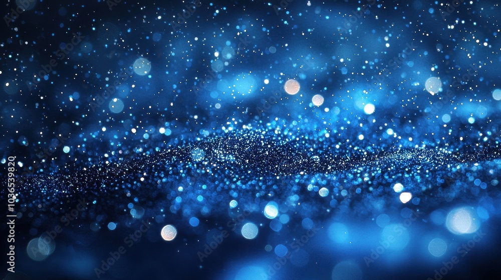 Aufkleber glittering blue water droplets sparkle under soft light in an enchanting abstract setting, creating 