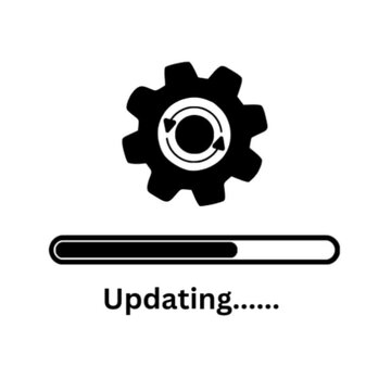 Upgrade System Sign, Gear Settings, Application Update Process Completed, Refresh Button, Update Status Symbol, Vector Icon Update, System Software Updates Vector Graphics