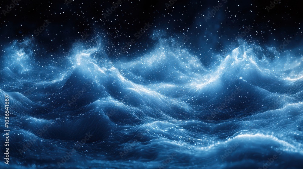 Aufkleber dynamic ocean waves illuminated by moonlight creating a serene yet powerful atmosphere at night
