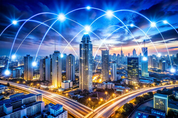 Fototapeta premium 5G network infrastructure with high-speed data transfer