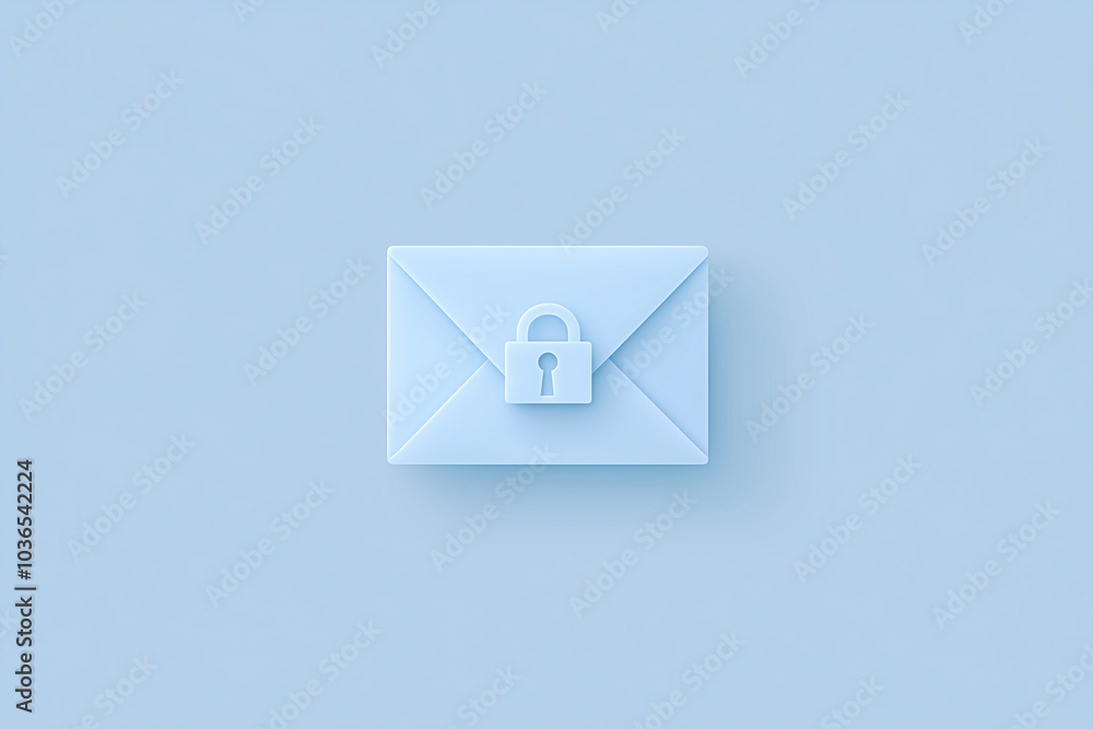 Poster an encrypted email icon in a modern, flat design, featuring a sleek envelope with a detailed lock sy